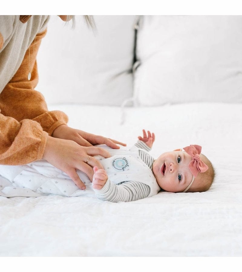 Dreamland Baby Dream Weighted Sleep Sack - White w/ Blue Stars, 6-12 months - DBMED-BLUE