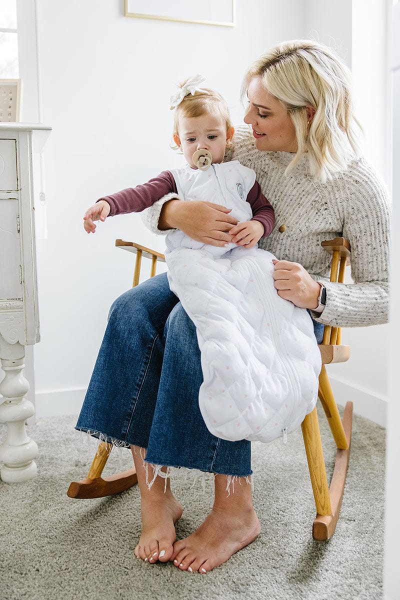 Dreamland Baby Dream Weighted Sleep Sack - White w/ Pink Stars, 12-24 months - DBLG-PINK