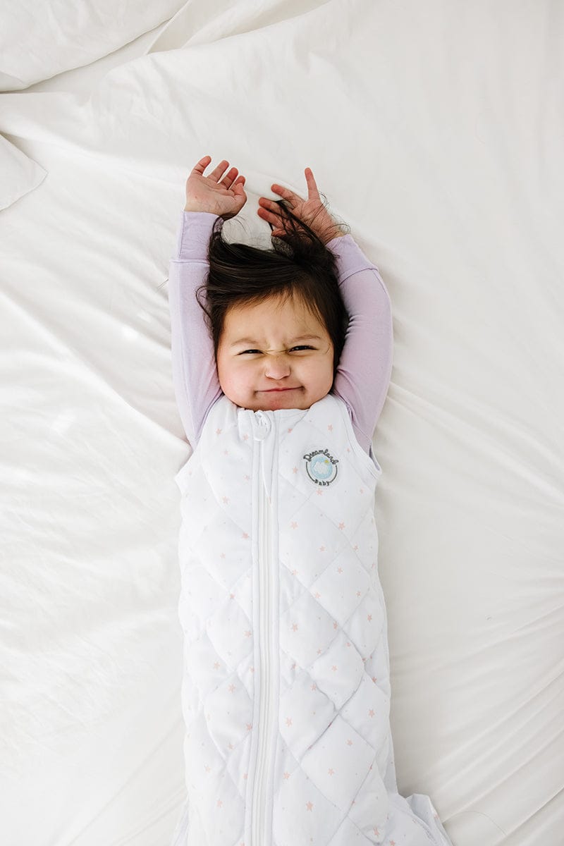 Dreamland Baby Dream Weighted Sleep Sack - White w/ Pink Stars, 12-24 months - DBLG-PINK