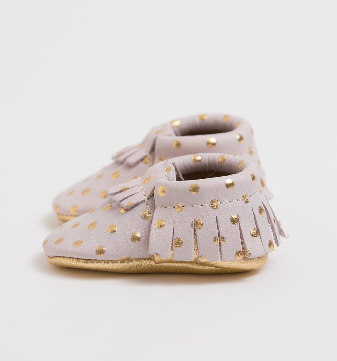 Freshly Picked Heirloom Moccasins, Newborn - Blush & Gold - FPN12093