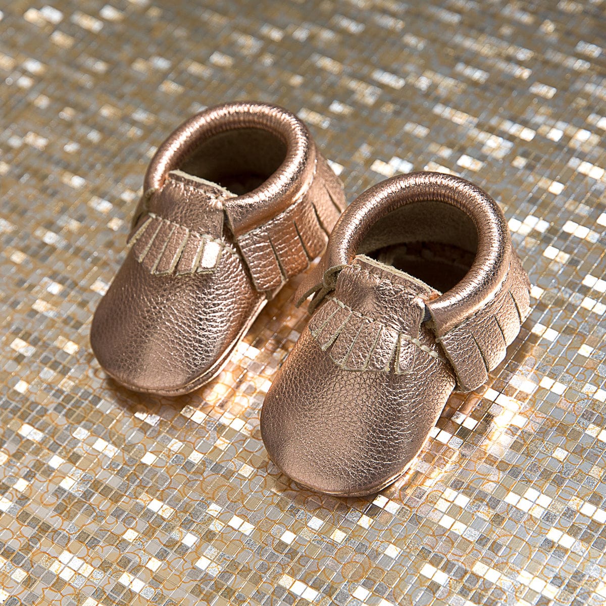 Freshly Picked Moccasins, Newborn - Rose Gold - FPN12027