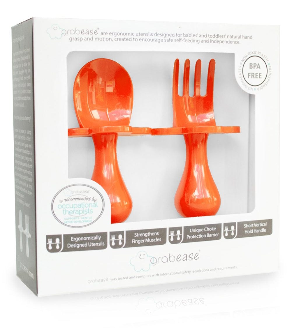 Grabease First Self Feeding Utensil Set - Orange
