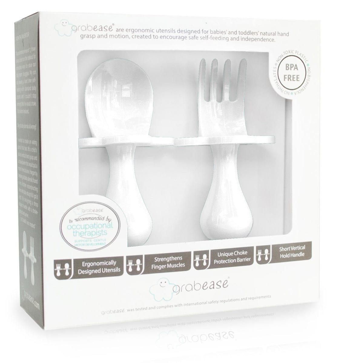 Grabease First Self Feeding Utensil Set - White
