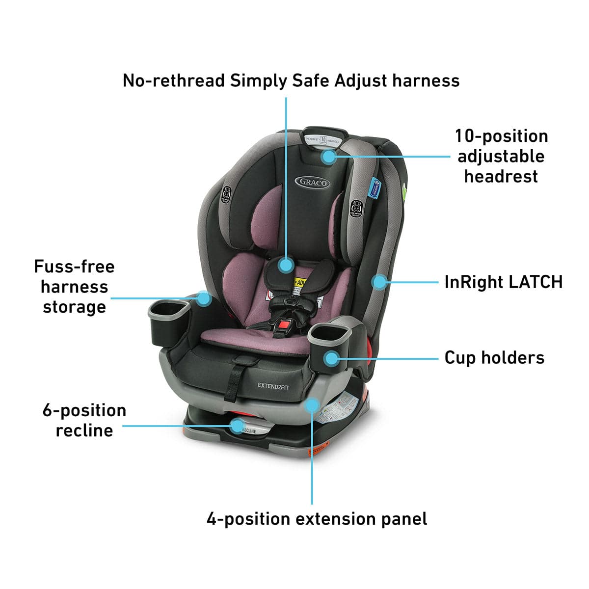Graco Extend2Fit 3-in-1 All-in-One Convertible Car Seat - Norah