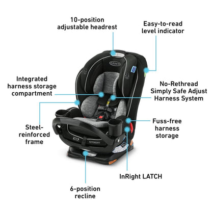 Graco Extend2Fit 3-in-1 Convertible Car Seat with Anti-Rebound Bar - Zane - 2151914