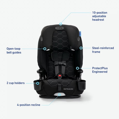 Graco Nautilus 2.0 LX 3-in-1 Harness Booster Car Seat - Hex - 2184592