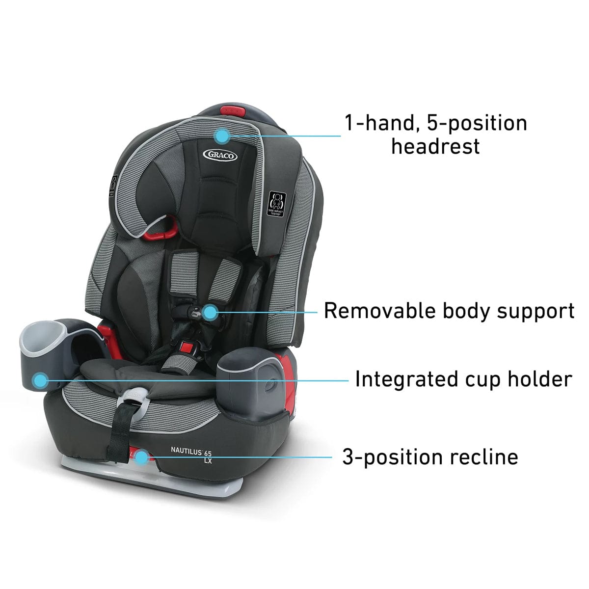 Graco Nautilus 65 LX 3-in-1 Harness Booster Car Seat - Conley
