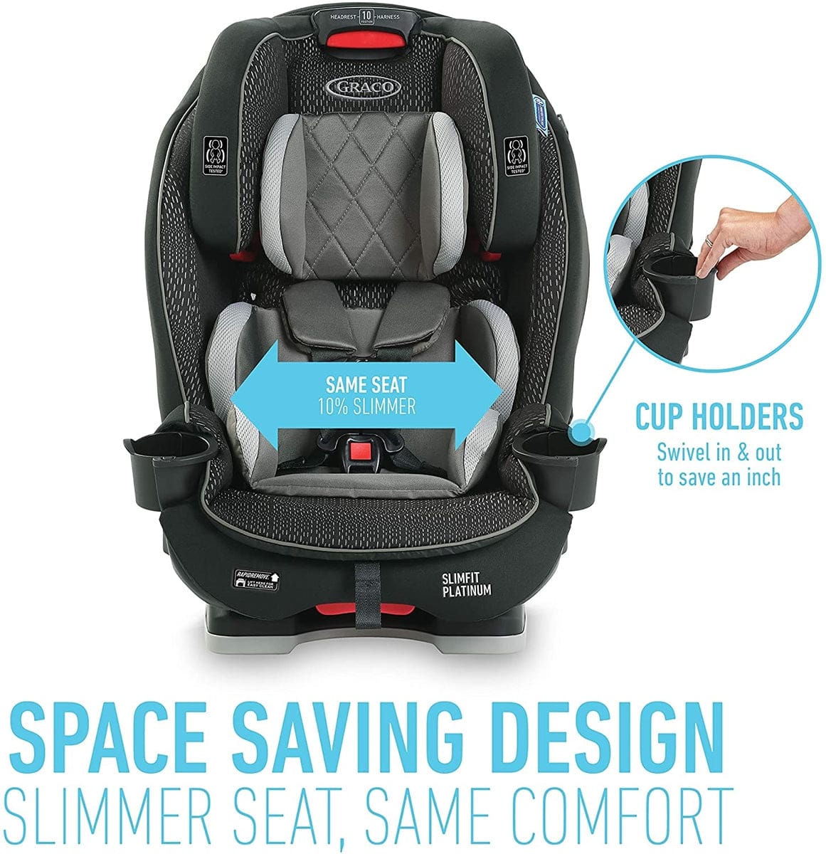 Graco SlimFit Platinum 3-in-1 Narrow All-in-One Convertible Car Seat - Hurley - 2077126