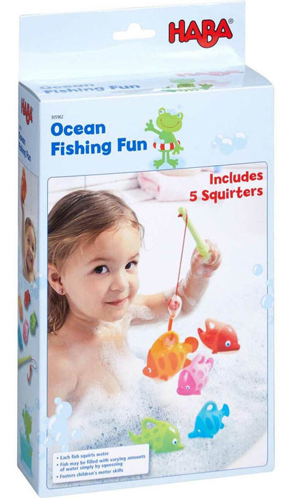 HABA Ocean Fishing Fun Bath Toy with 5 Squirting Fish - 305962