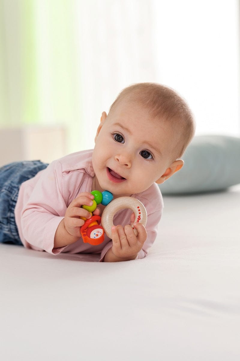 HABA Rainbow Caterpillar Wooden Rattle & Teether - 302928