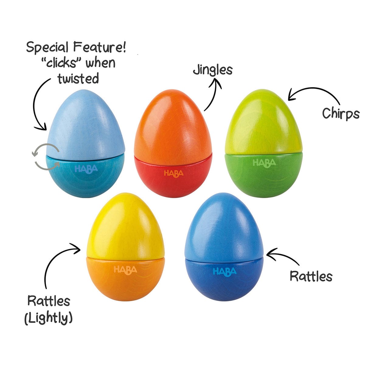 HABA Wooden Musical Eggs (Set of 5) - 7733