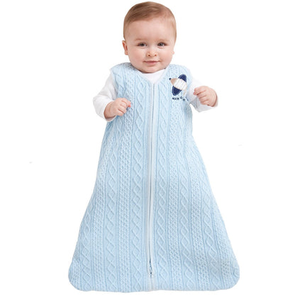 Halo SleepSack 100% Cotton Cable Sweater Knit Wearable Blanket in Blue Airplane - Small - 2832