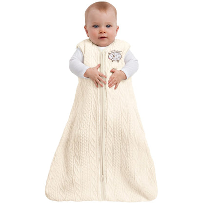 Halo SleepSack 100% Cotton Cable Sweater Knit Wearable Blanket in Cream Lamb - Small - 2917