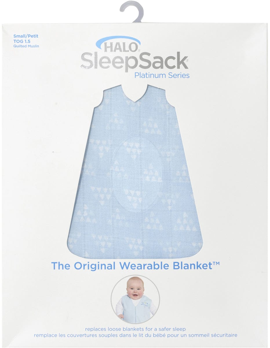 Halo SleepSack Quilted Muslin Wearable Blanket - Pyramid Blue (Medium) - 4075-HALO