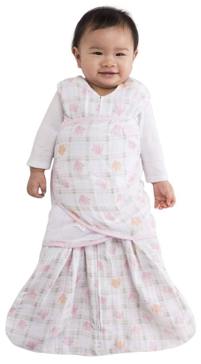 HALO SleepSack Swaddle, Muslin, Elephant Plaid, Newborn - 3535-HALO