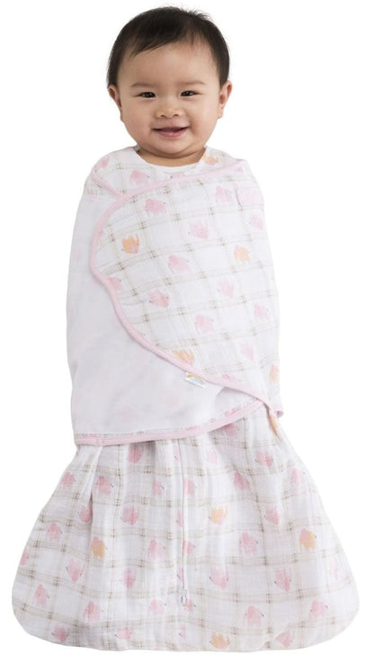 HALO SleepSack Swaddle, Muslin, Elephant Plaid, Newborn - 3535-HALO
