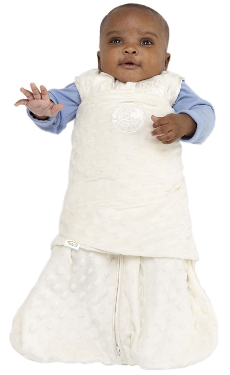 HALO SleepSack Swaddle, Velboa, Cream Plush Dots, Newborn - 1305-HALO