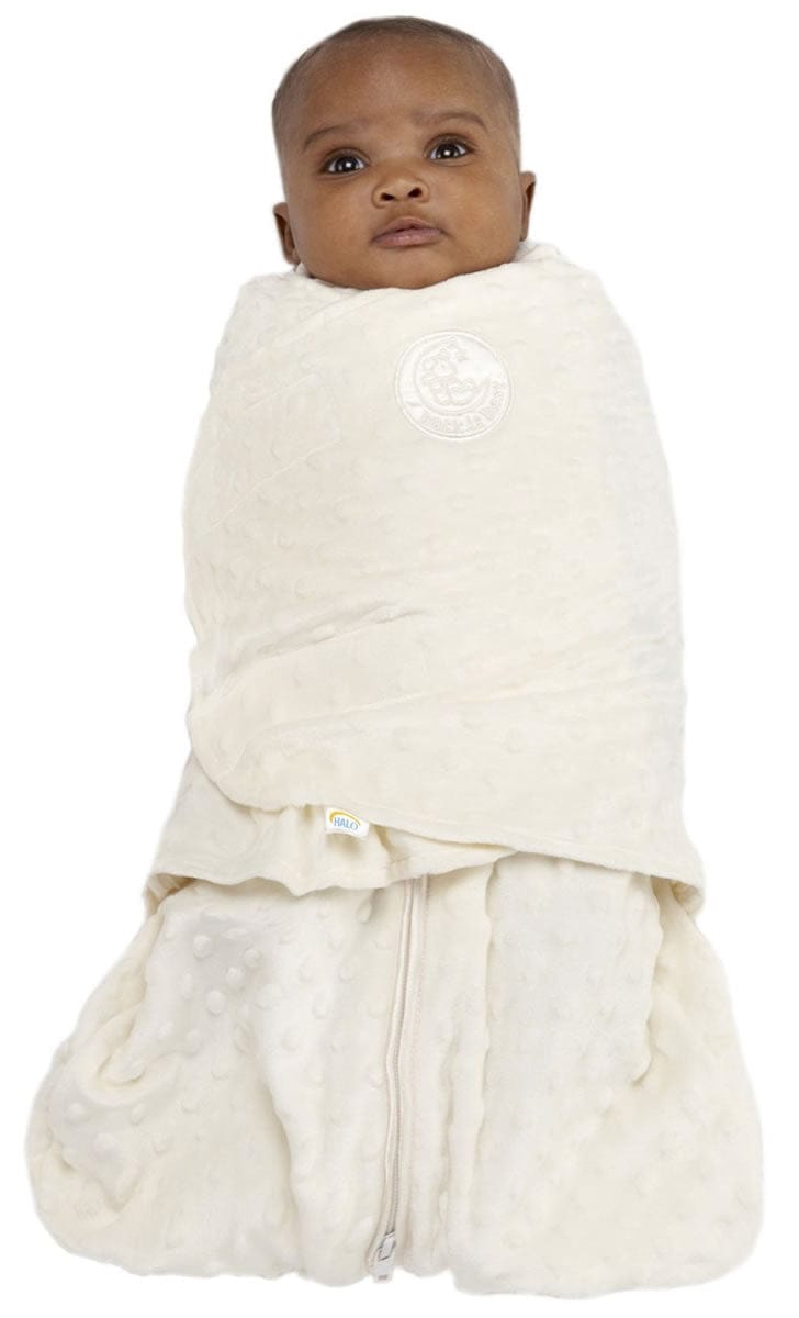 HALO SleepSack Swaddle, Velboa, Cream Plush Dots, Newborn - 1305-HALO