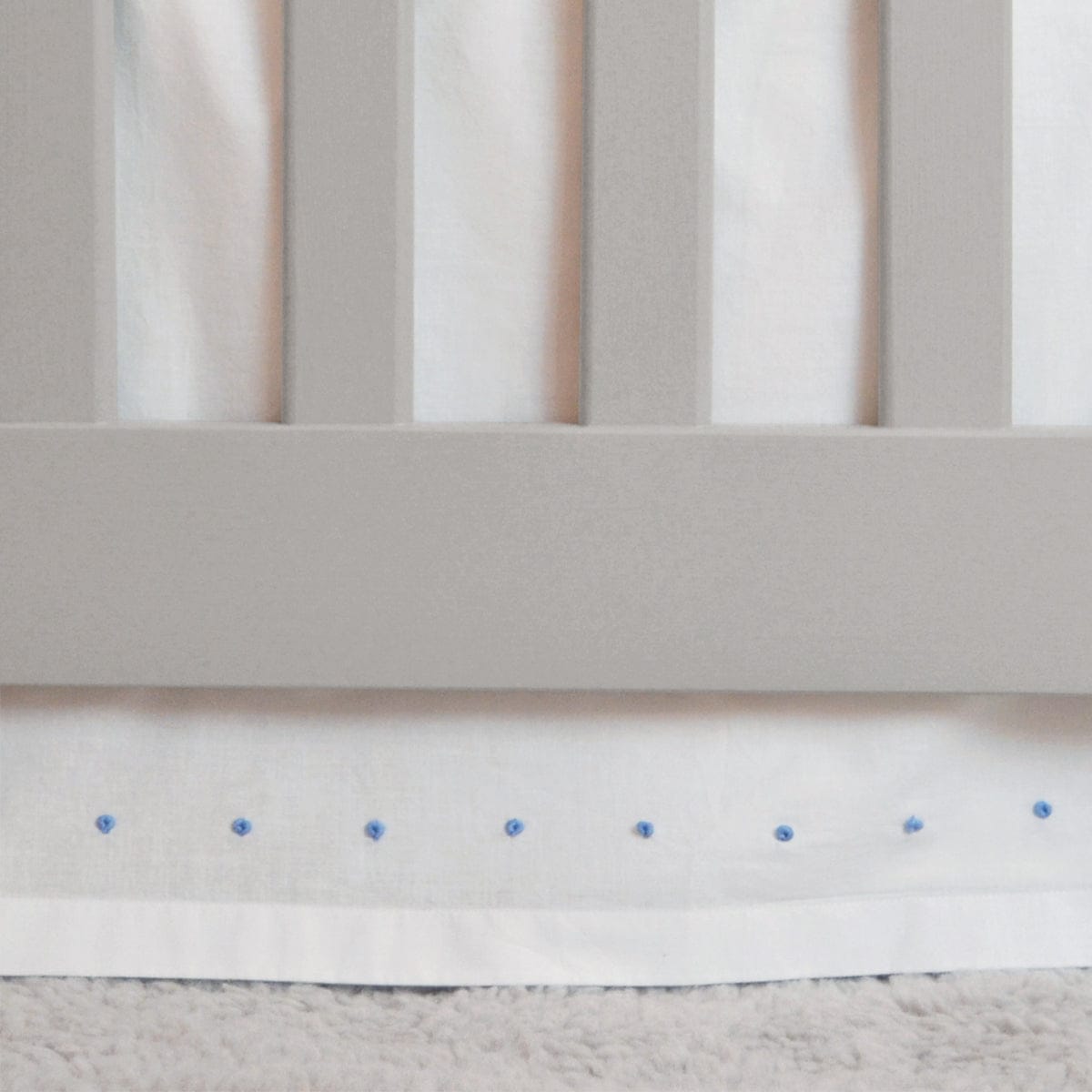 Hello Spud Crib Skirt - French Knot Blue - HS-CSKT-000025