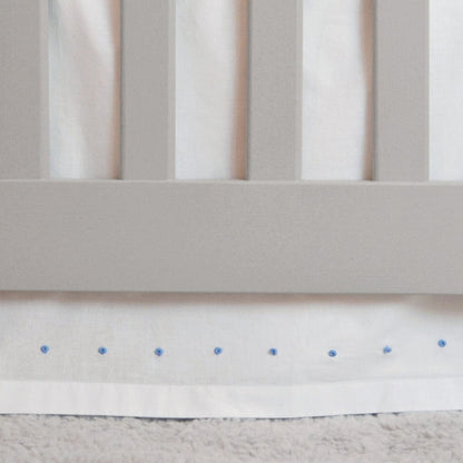 Hello Spud Crib Skirt - French Knot Blue - HS-CSKT-000025