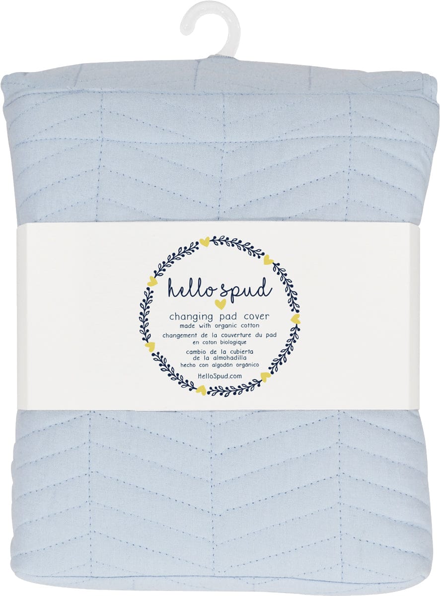 Hello Spud Organic Cotton Changing Pad Cover - Blue Chevron - HS-CPCR-000009