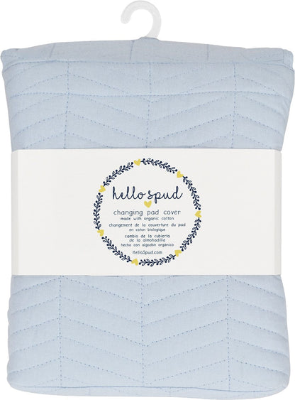 Hello Spud Organic Cotton Changing Pad Cover - Blue Chevron - HS-CPCR-000009