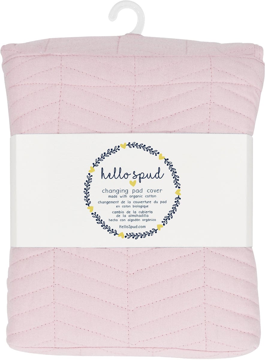 Hello Spud Organic Cotton Changing Pad Cover - Pink Chevron - HS-CPCR-000007