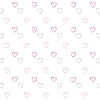 Hello Spud Organic Cotton Fitted Crib Sheet - Pink Hearts - HS-FCST-000012