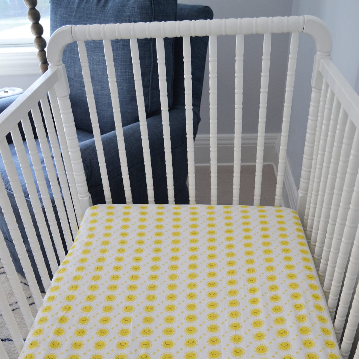 Hello Spud Organic Cotton Fitted Crib Sheet - Yellow Sunshine - HS-FCST-000018