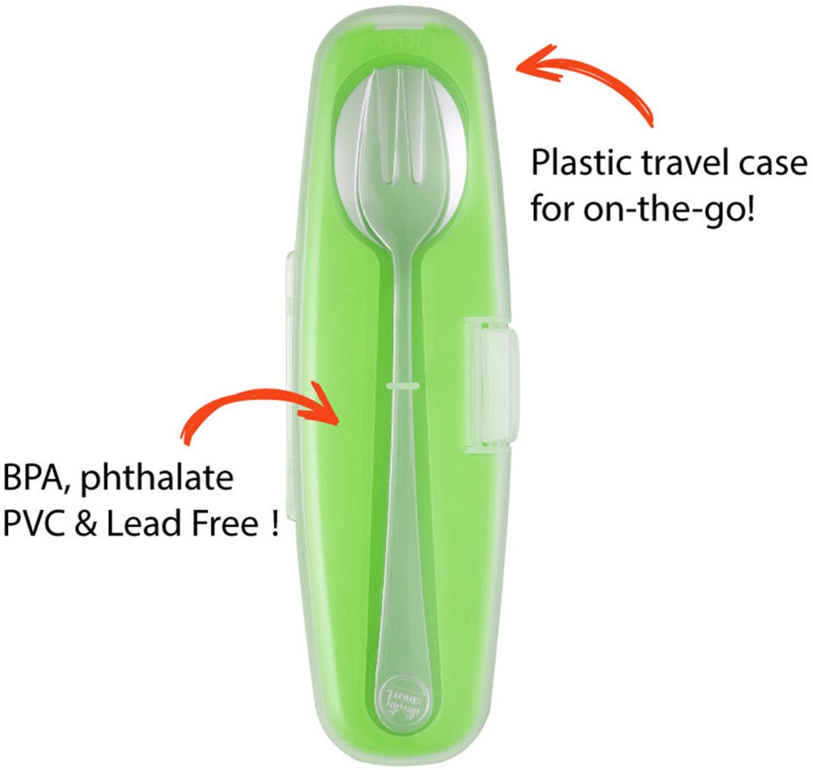 Innobaby Din Din Stainless Spoon & Fork Set - Green - DS-SSF03