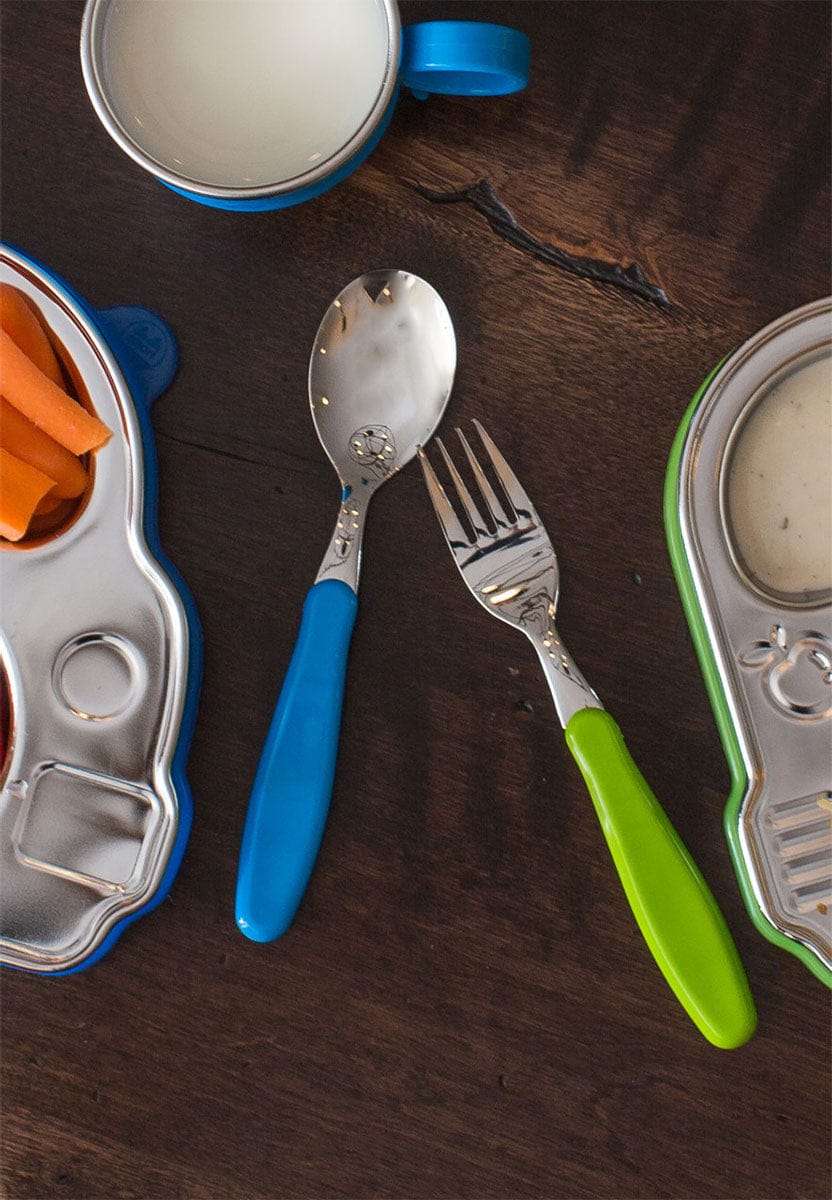 Innobaby Din Din Stainless Spoon & Fork Set - Green - DS-SSF03