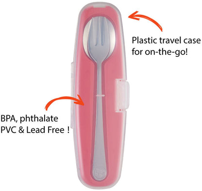 Innobaby Din Din Stainless Spoon & Fork Set - Pink - DS-SSF02