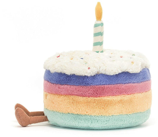 Jellycat Amuseable Rainbow Birthday Cake Large, 10"