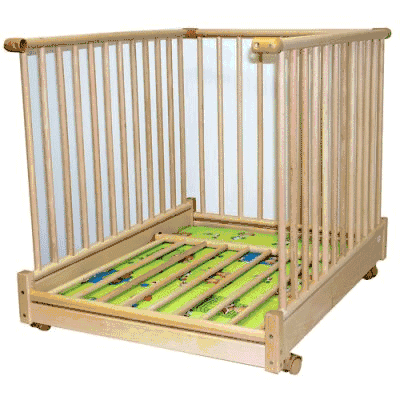 Kettler 4 Sided Foldable Wooden Playpen with Beige Deck