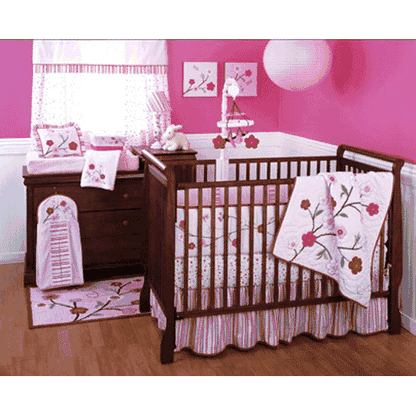 KidsLine Cherry Blossom 6 Piece Crib Bedding Set - 5204beds
