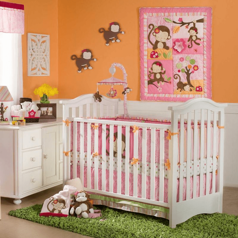 KidsLine Miss Monkey 4-Piece Crib Set W/ Bumper - 3205BED4