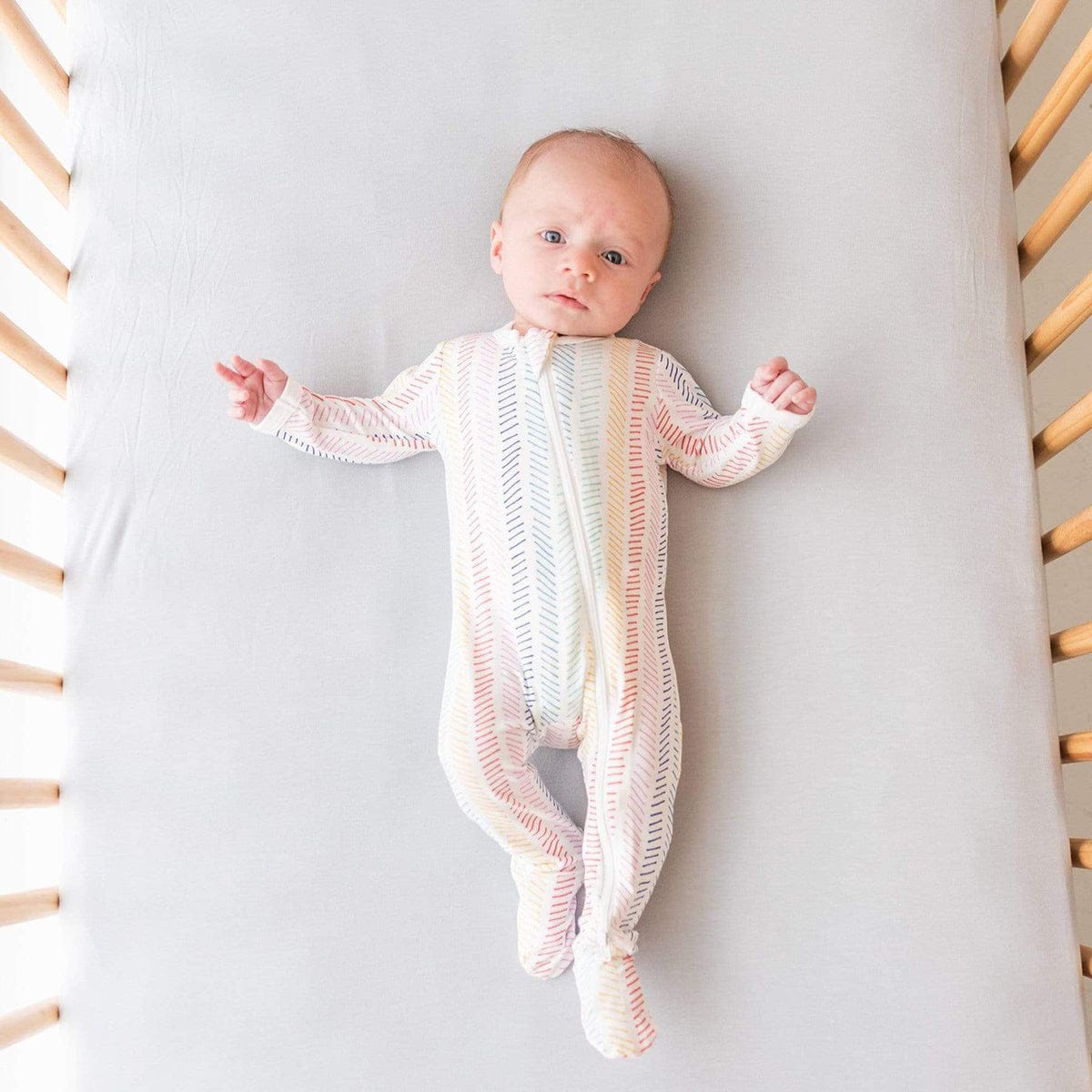 Kyte Baby Printed Zippered Footie - Herringbone (6-12 months) - HB1911SP21-3