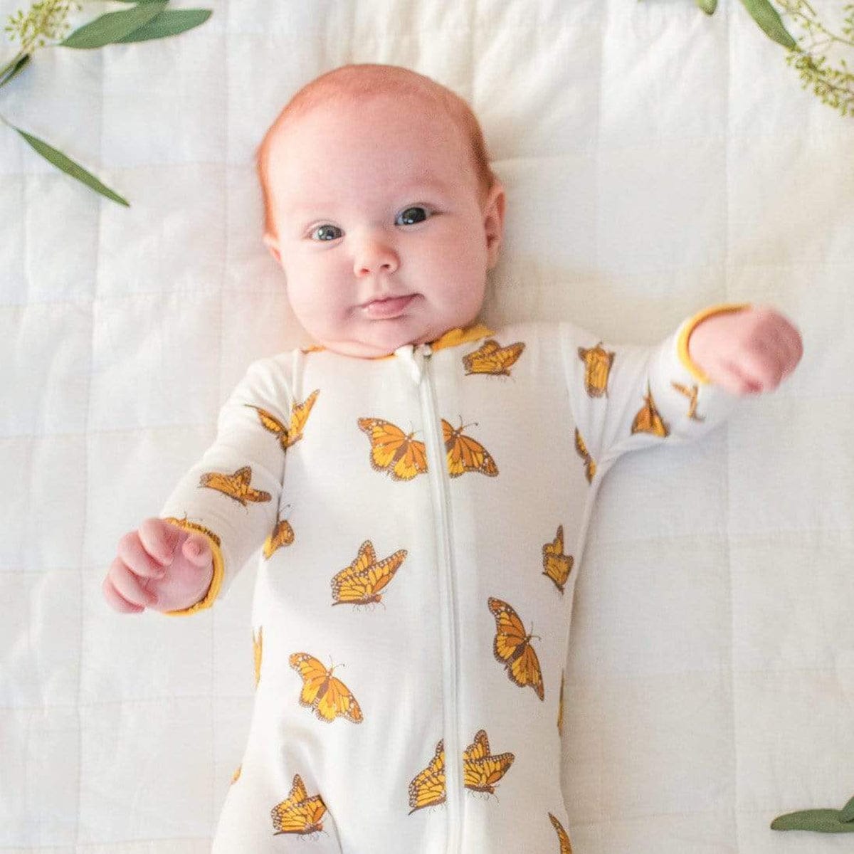 Kyte Baby Printed Zippered Footie - Monarch (3-6 months) - 1911MA2