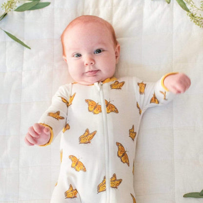 Kyte Baby Printed Zippered Footie - Monarch (3-6 months) - 1911MA2