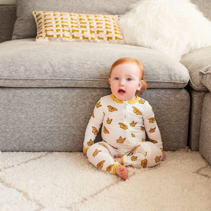 Kyte Baby Printed Zippered Romper - Monarch (0-3 months) - 1910MA1