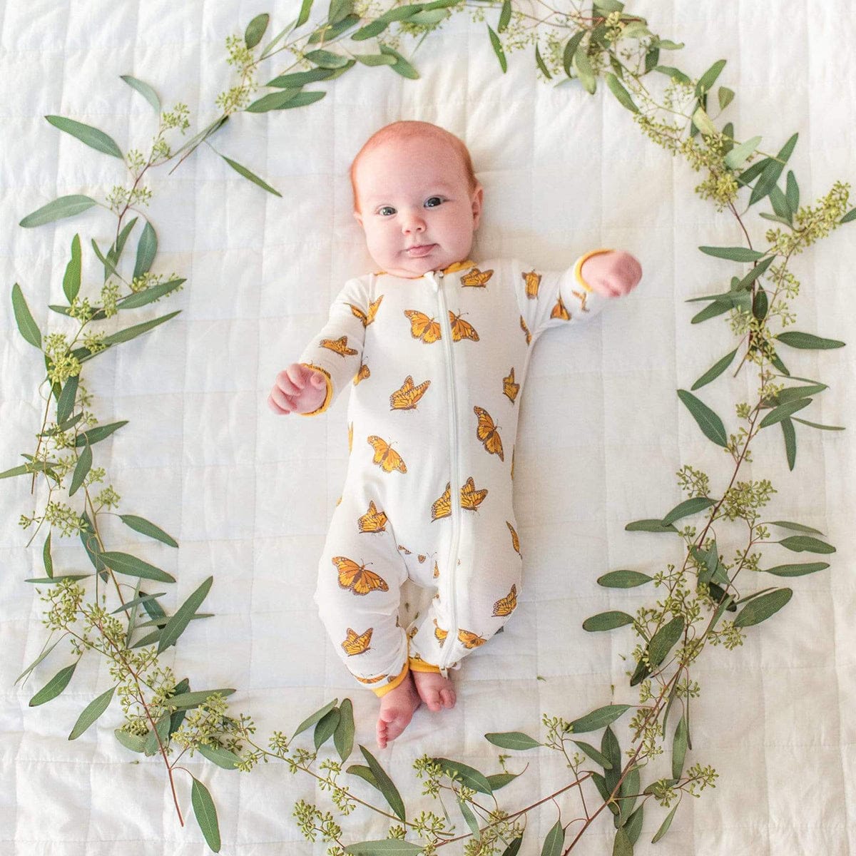 Kyte Baby Printed Zippered Romper - Monarch (0-3 months) - 1910MA1