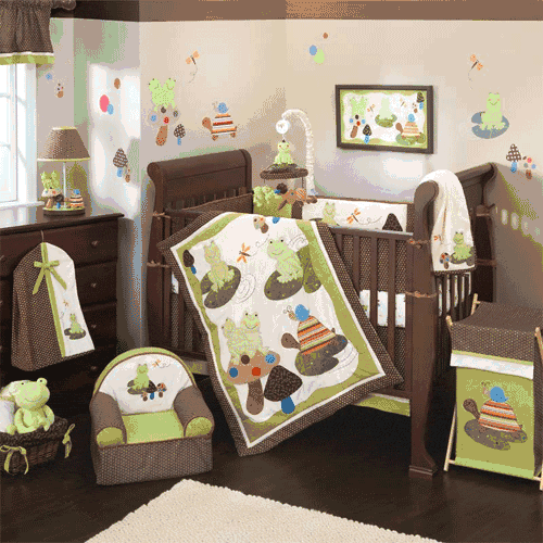 Lambs & Ivy Froggyville 6 Piece Baby Crib Bedding Set - 25006v