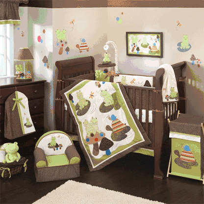 Lambs & Ivy Froggyville 6 Piece Baby Crib Bedding Set - 25006v