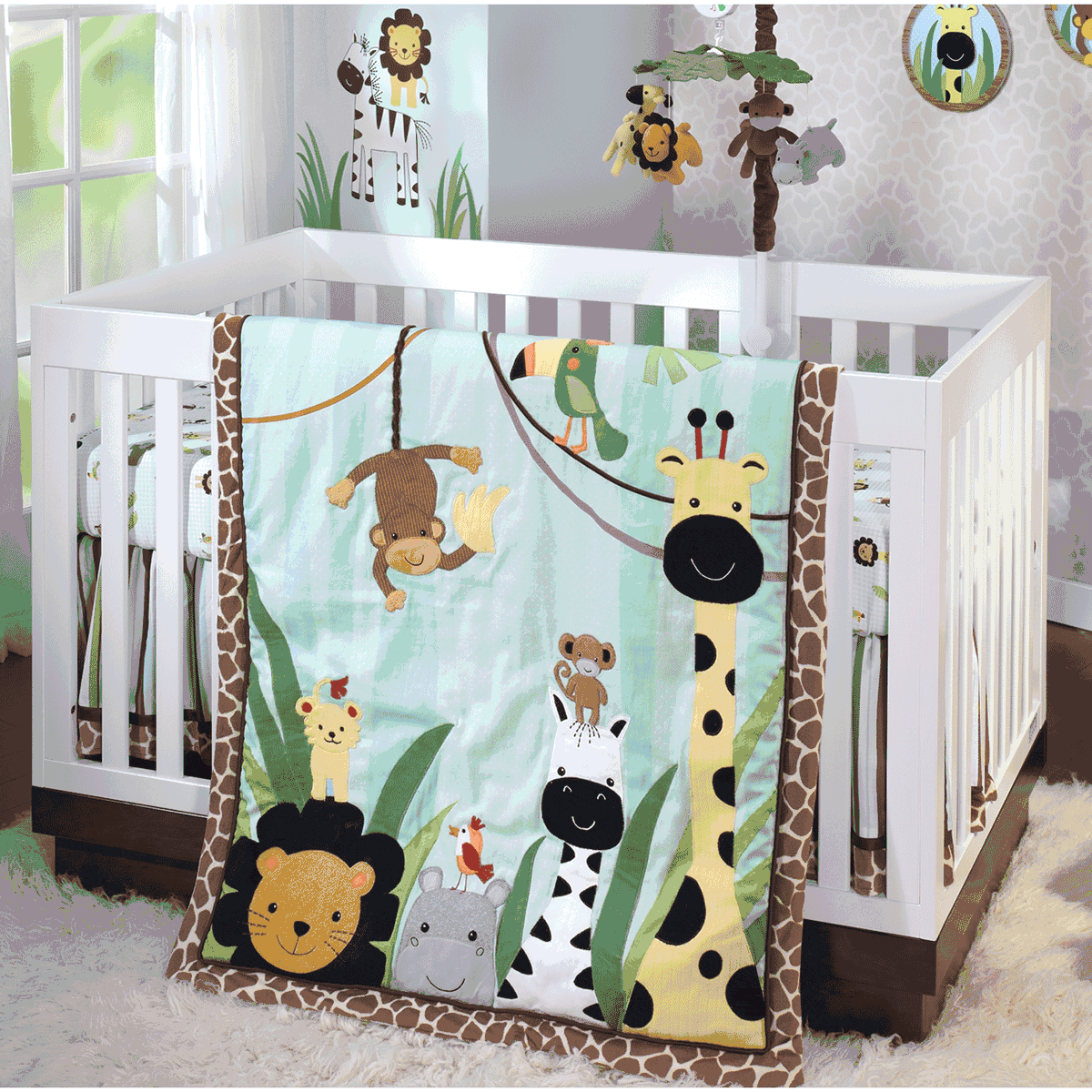 Lambs & Ivy Peek A Boo Jungle 5 Piece Crib Bedding Set - 543005V