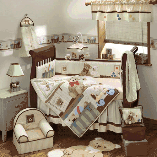 Lambs & Ivy Teddy Bear Story 6 Piece Baby Crib Bedding Set - 5306v