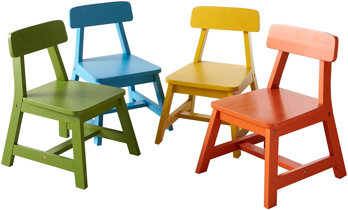 Lipper International 5-Piece Child's White Square Table & Multicolor Chairs - 585MC