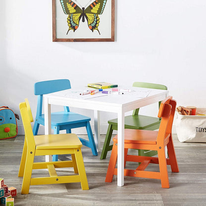 Lipper International 5-Piece Child's White Square Table & Multicolor Chairs - 585MC