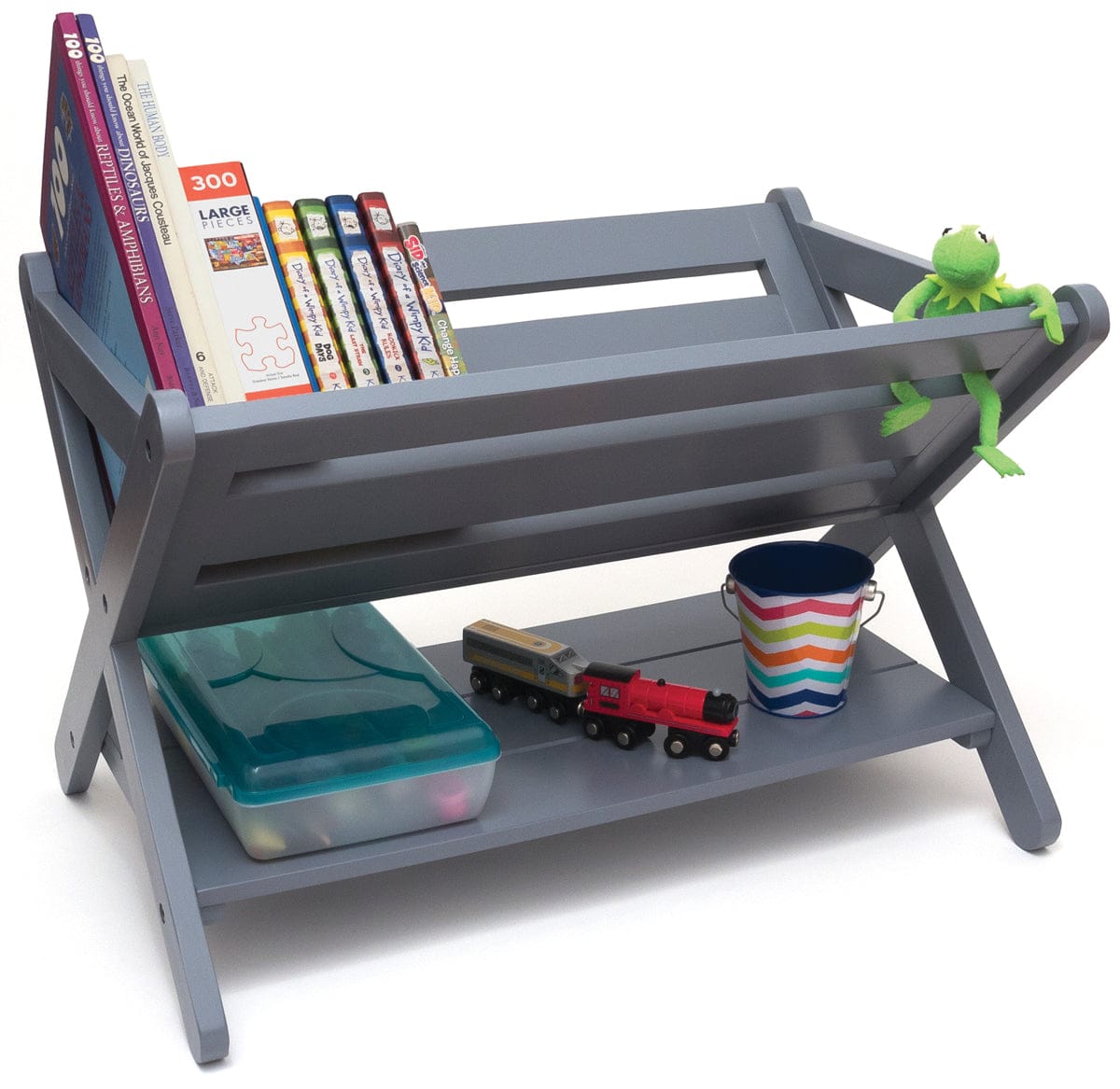 Lipper International Kids' Book Caddy With Shelf - Grey - 522G