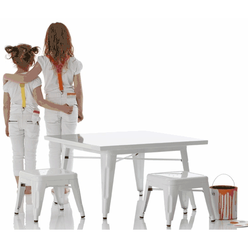 Little Nest Industry Table & Stool Set in White - LN-INDSET-WH