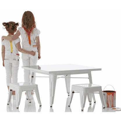 Little Nest Industry Table & Stool Set in White - LN-INDSET-WH